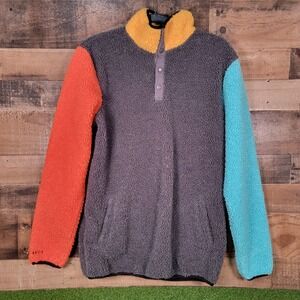 Dutch Bros‎ Color Block Pullover Fleece Sherpa Cozy Quarter Snap X-Small
